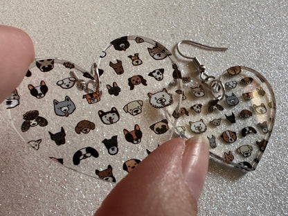 Cute Dog Face Earrings: Laser Cut Acrylic Dogs, Canine, Labs, Pit Bull, Chihuahua, German Shepherd, Doggy Tails, Best Gifts for Her/Him/Them