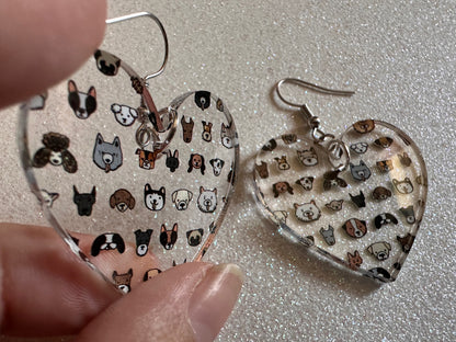 Cute Dog Face Earrings: Laser Cut Acrylic Dogs, Canine, Labs, Pit Bull, Chihuahua, German Shepherd, Doggy Tails, Best Gifts for Her/Him/Them