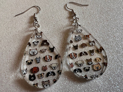 Cute Dog Face Earrings: Laser Cut Acrylic Dogs, Canine, Labs, Pit Bull, Chihuahua, German Shepherd, Doggy Tails, Best Gifts for Her/Him/Them