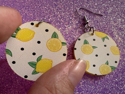 Cute Lemon Earrings: Laser Cut Acrylic Lemons, Mini Lemons, Fruit, Citrus, Food, When Life Gives You Lemons, Best Gifts for Her/Him/Them