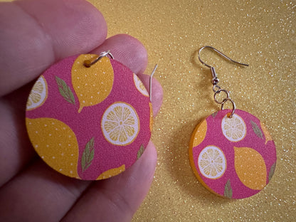 Cute Lemon Earrings: Laser Cut Acrylic Lemons, Mini Lemons, Fruit, Citrus, Food, When Life Gives You Lemons, Best Gifts for Her/Him/Them