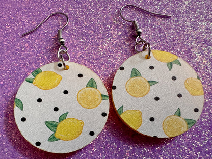 Cute Lemon Earrings: Laser Cut Acrylic Lemons, Mini Lemons, Fruit, Citrus, Food, When Life Gives You Lemons, Best Gifts for Her/Him/Them
