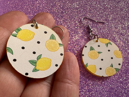 Cute Lemon Earrings: Laser Cut Acrylic Lemons, Mini Lemons, Fruit, Citrus, Food, When Life Gives You Lemons, Best Gifts for Her/Him/Them