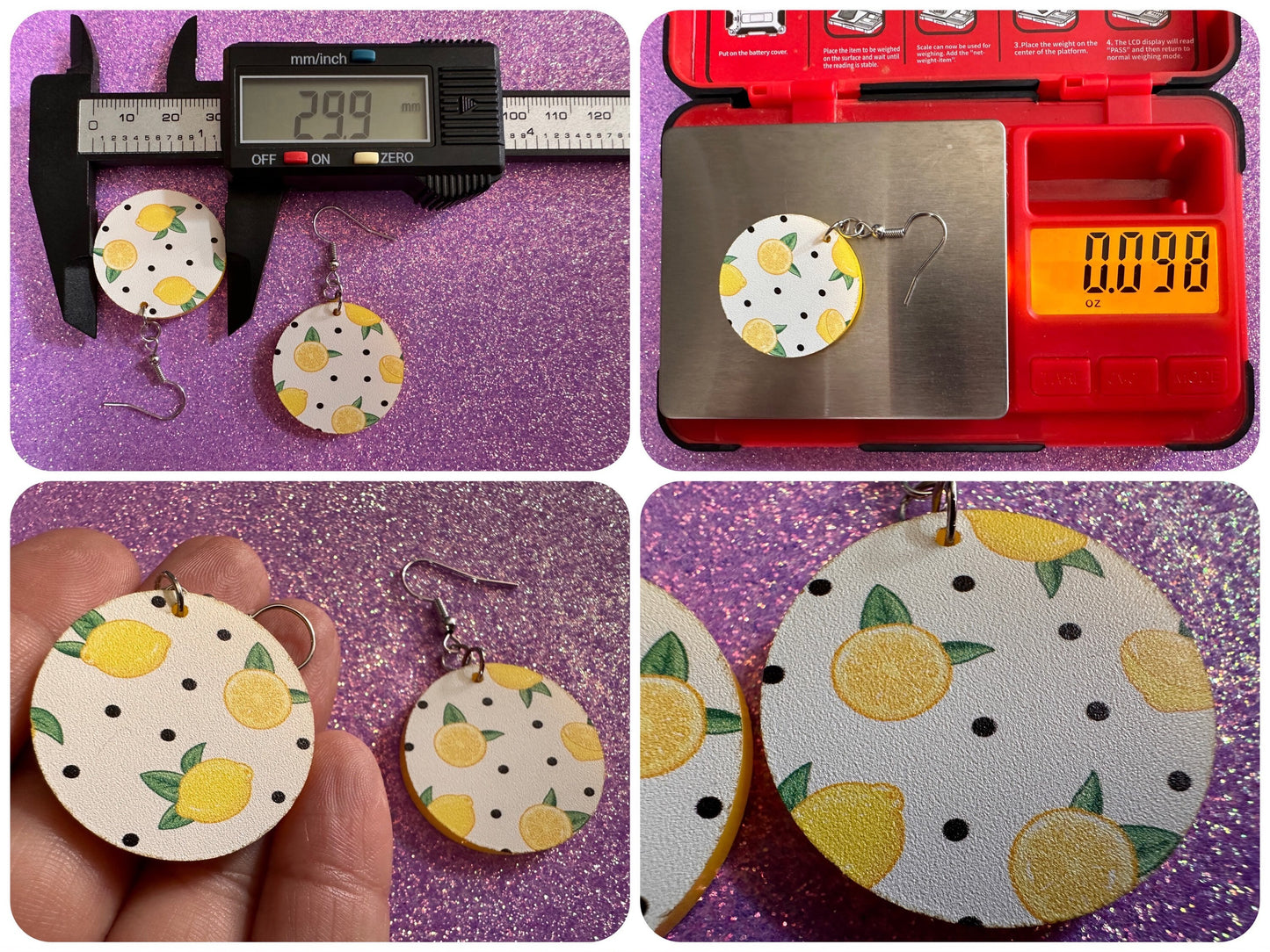 Cute Lemon Earrings: Laser Cut Acrylic Lemons, Mini Lemons, Fruit, Citrus, Food, When Life Gives You Lemons, Best Gifts for Her/Him/Them