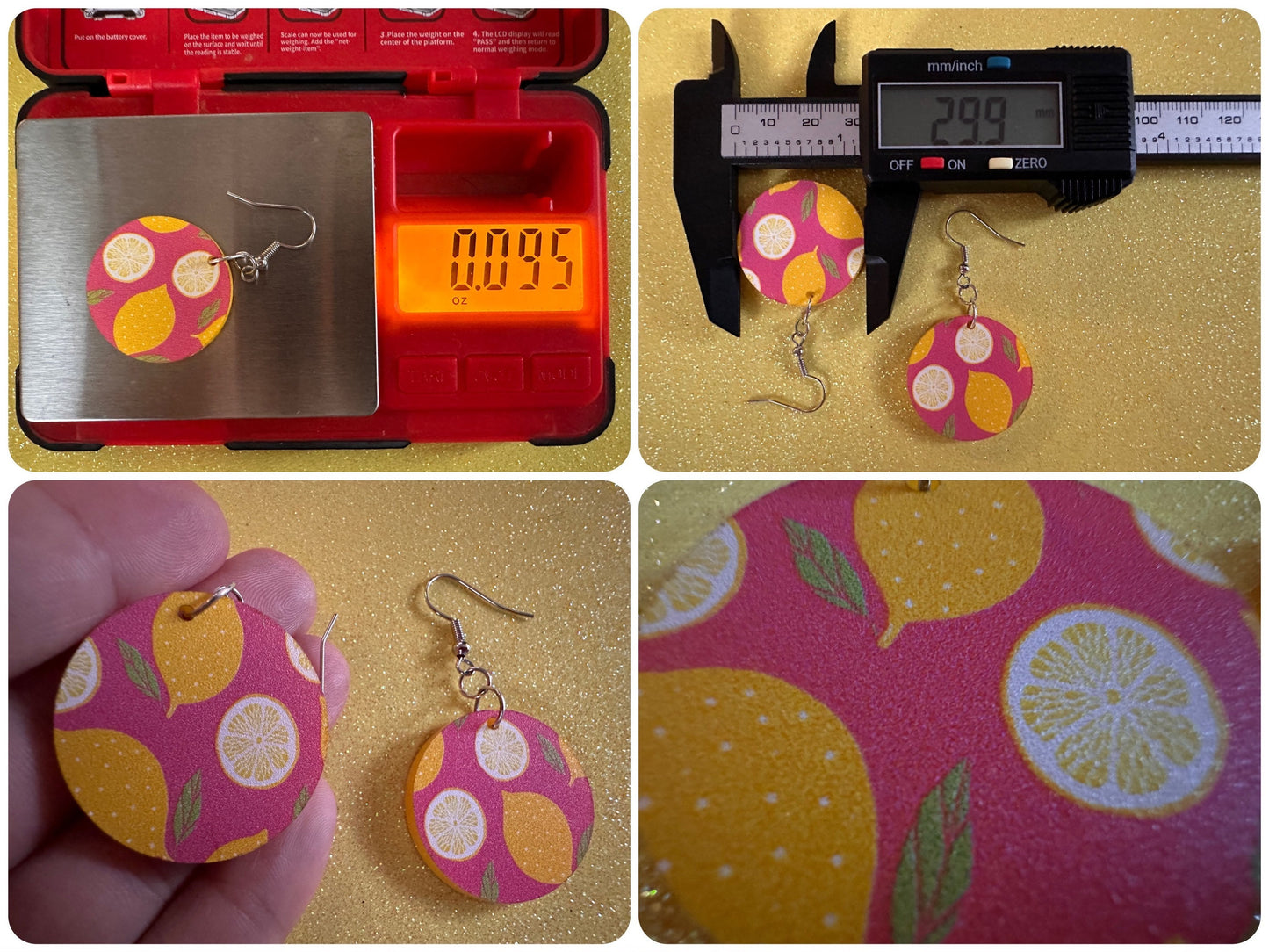 Cute Lemon Earrings: Laser Cut Acrylic Lemons, Mini Lemons, Fruit, Citrus, Food, When Life Gives You Lemons, Best Gifts for Her/Him/Them