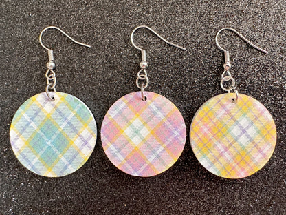 Cute Pastel Plaid Earrings: Laser Cut Acrylic Patterns, Pastels, Shapes, Flannel, Schoolgirl, Preppy, Gag Gift, Best Gifts for Her/Him/Them