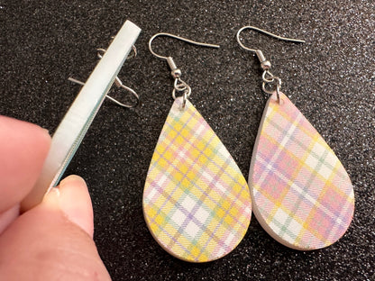 Cute Pastel Plaid Earrings: Laser Cut Acrylic Patterns, Pastels, Shapes, Flannel, Schoolgirl, Preppy, Gag Gift, Best Gifts for Her/Him/Them