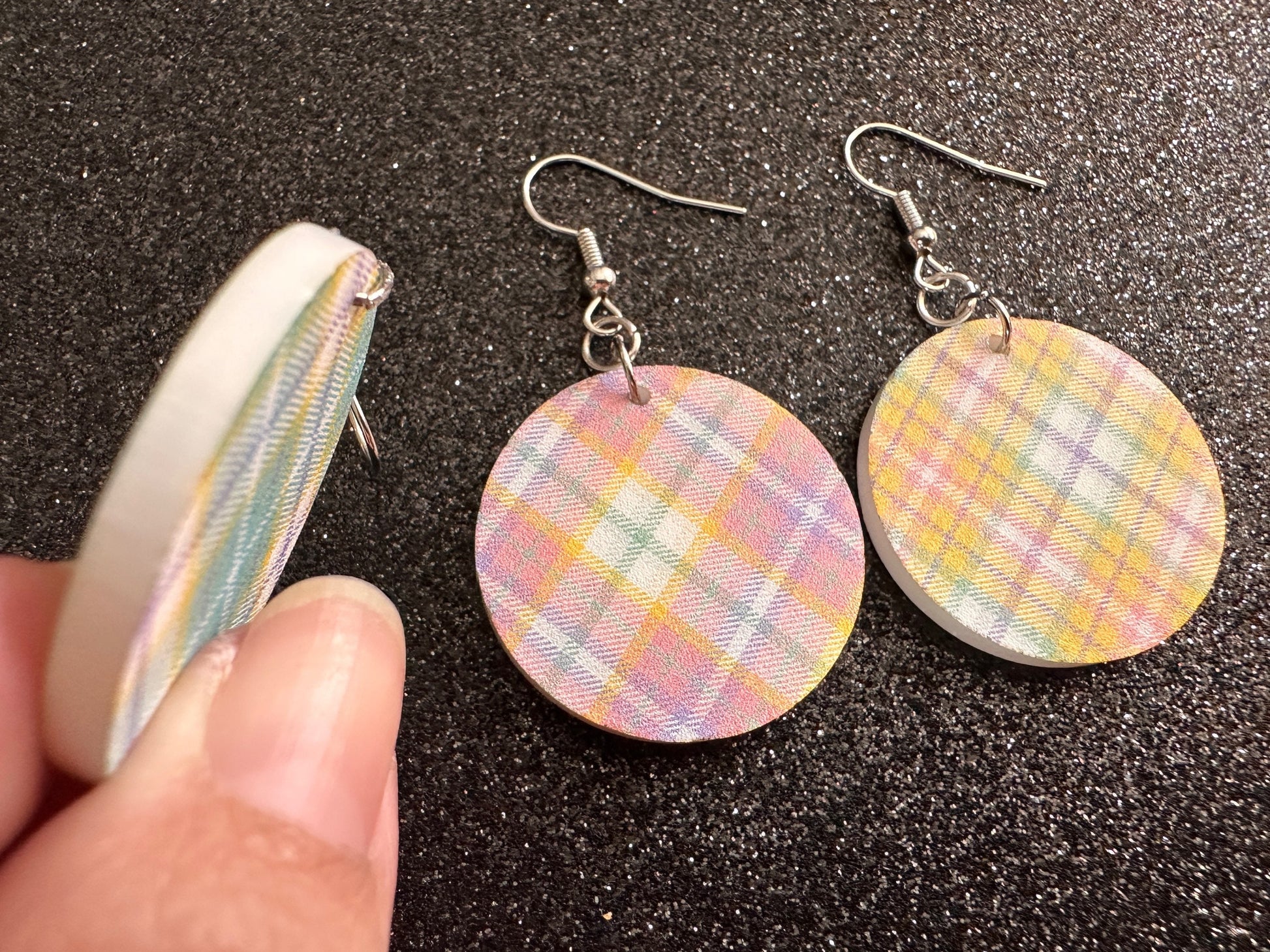 Cute Pastel Plaid Earrings: Laser Cut Acrylic Patterns, Pastels, Shapes, Flannel, Schoolgirl, Preppy, Gag Gift, Best Gifts for Her/Him/Them