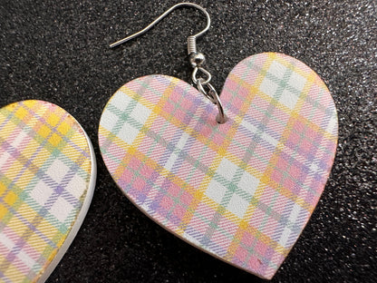 Cute Pastel Plaid Earrings: Laser Cut Acrylic Patterns, Pastels, Shapes, Flannel, Schoolgirl, Preppy, Gag Gift, Best Gifts for Her/Him/Them