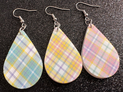 Cute Pastel Plaid Earrings: Laser Cut Acrylic Patterns, Pastels, Shapes, Flannel, Schoolgirl, Preppy, Gag Gift, Best Gifts for Her/Him/Them