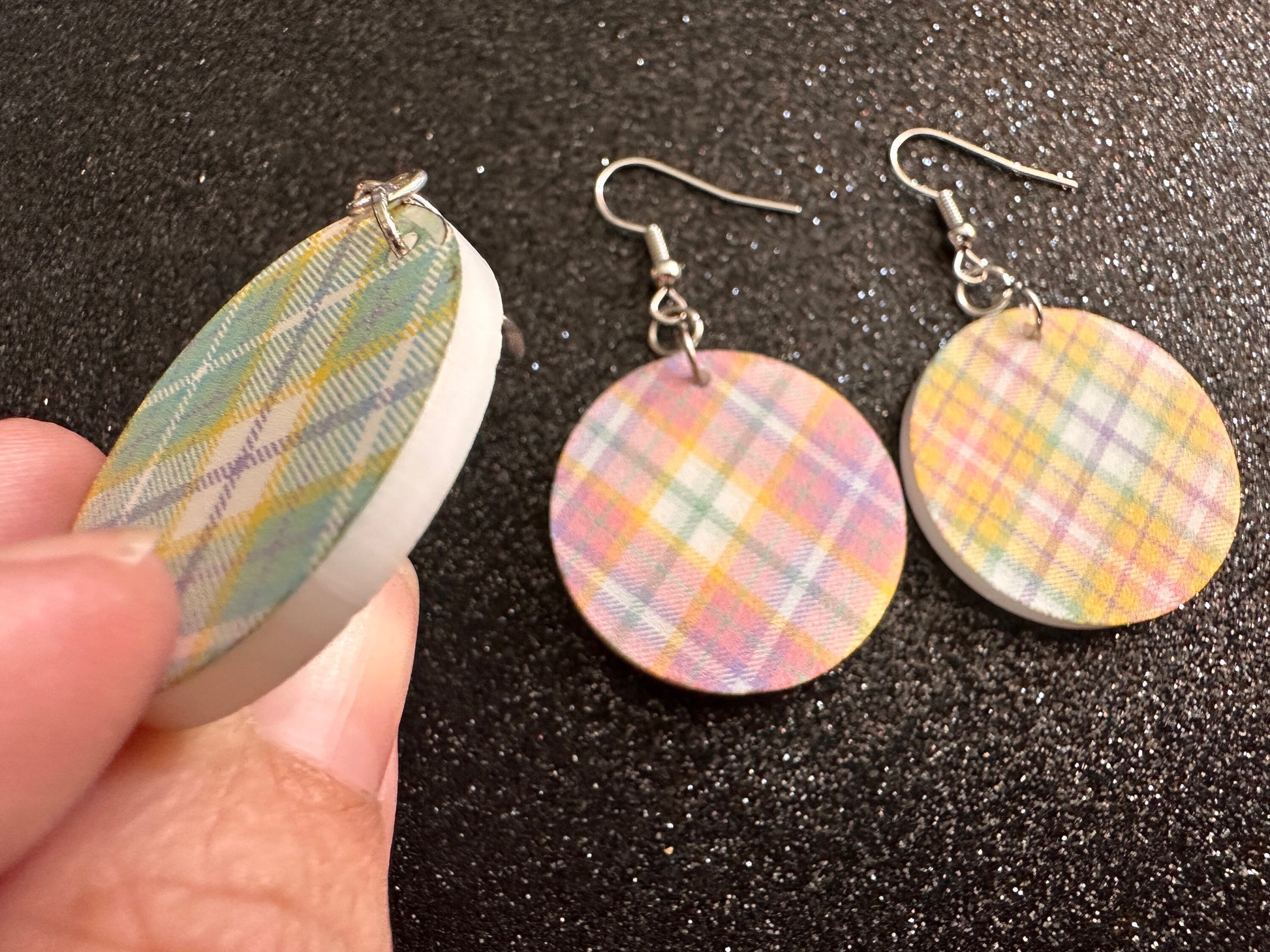 Cute Pastel Plaid Earrings: Laser Cut Acrylic Patterns, Pastels, Shapes, Flannel, Schoolgirl, Preppy, Gag Gift, Best Gifts for Her/Him/Them
