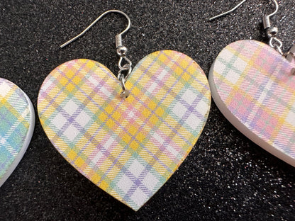 Cute Pastel Plaid Earrings: Laser Cut Acrylic Patterns, Pastels, Shapes, Flannel, Schoolgirl, Preppy, Gag Gift, Best Gifts for Her/Him/Them
