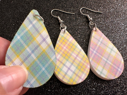 Cute Pastel Plaid Earrings: Laser Cut Acrylic Patterns, Pastels, Shapes, Flannel, Schoolgirl, Preppy, Gag Gift, Best Gifts for Her/Him/Them