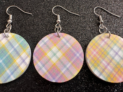Cute Pastel Plaid Earrings: Laser Cut Acrylic Patterns, Pastels, Shapes, Flannel, Schoolgirl, Preppy, Gag Gift, Best Gifts for Her/Him/Them