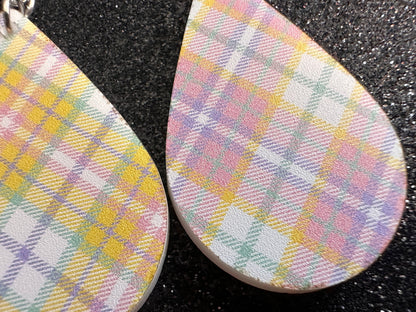 Cute Pastel Plaid Earrings: Laser Cut Acrylic Patterns, Pastels, Shapes, Flannel, Schoolgirl, Preppy, Gag Gift, Best Gifts for Her/Him/Them