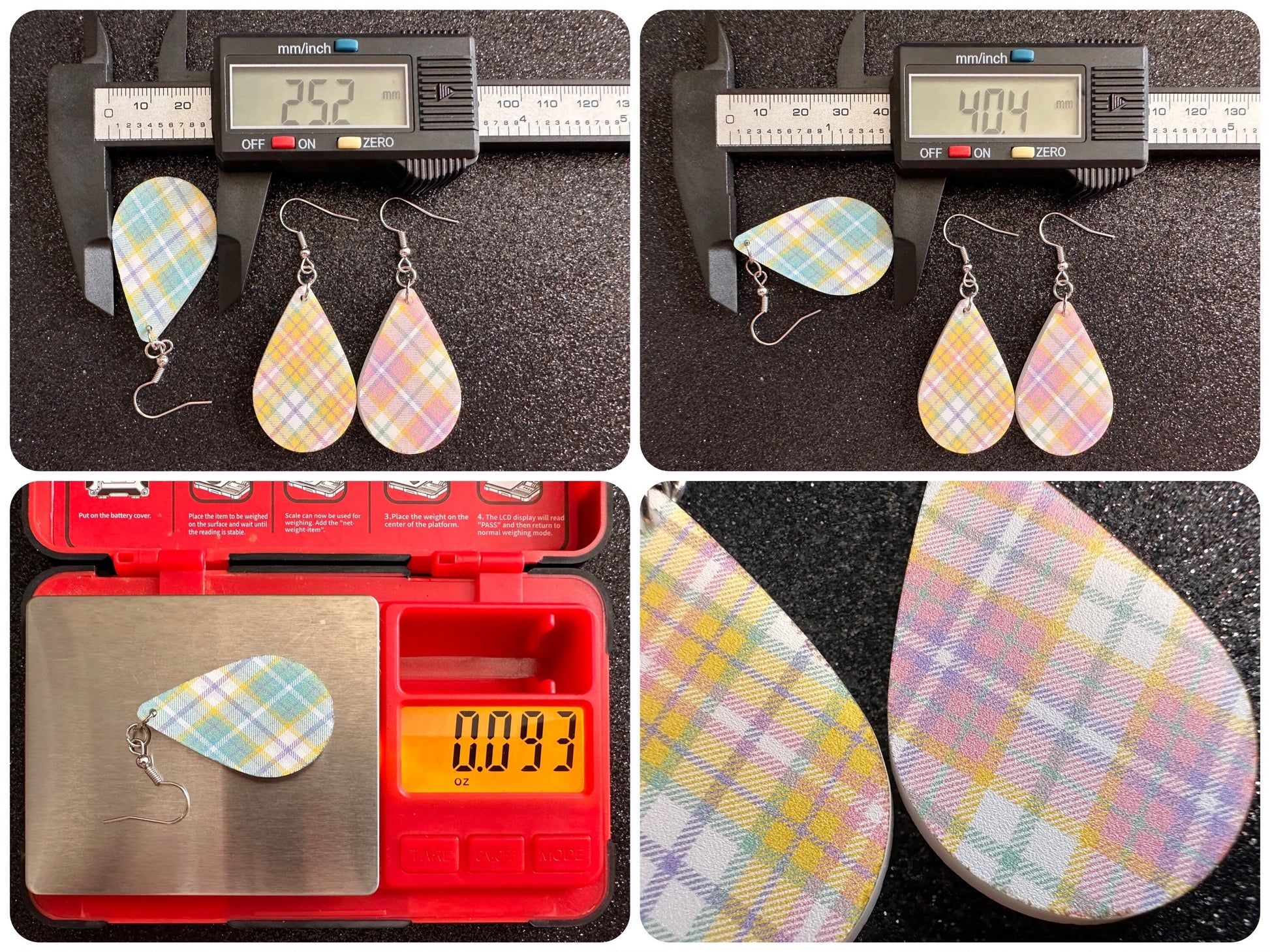 Cute Pastel Plaid Earrings: Laser Cut Acrylic Patterns, Pastels, Shapes, Flannel, Schoolgirl, Preppy, Gag Gift, Best Gifts for Her/Him/Them