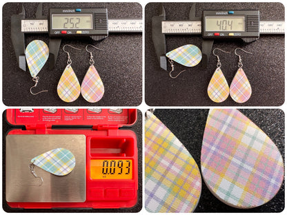 Cute Pastel Plaid Earrings: Laser Cut Acrylic Patterns, Pastels, Shapes, Flannel, Schoolgirl, Preppy, Gag Gift, Best Gifts for Her/Him/Them
