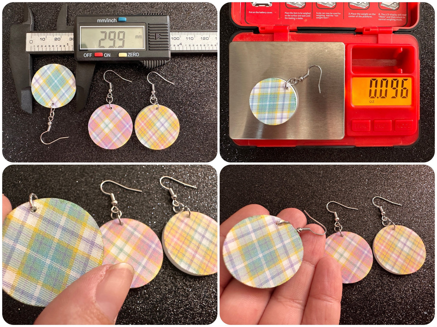 Cute Pastel Plaid Earrings: Laser Cut Acrylic Patterns, Pastels, Shapes, Flannel, Schoolgirl, Preppy, Gag Gift, Best Gifts for Her/Him/Them