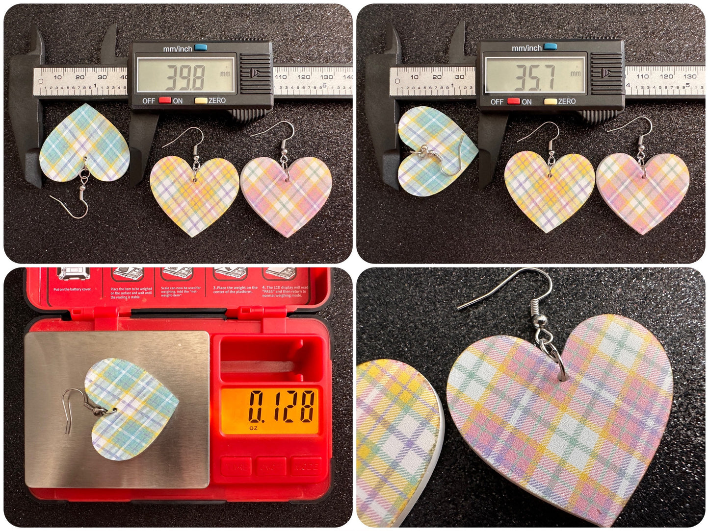 Cute Pastel Plaid Earrings: Laser Cut Acrylic Patterns, Pastels, Shapes, Flannel, Schoolgirl, Preppy, Gag Gift, Best Gifts for Her/Him/Them