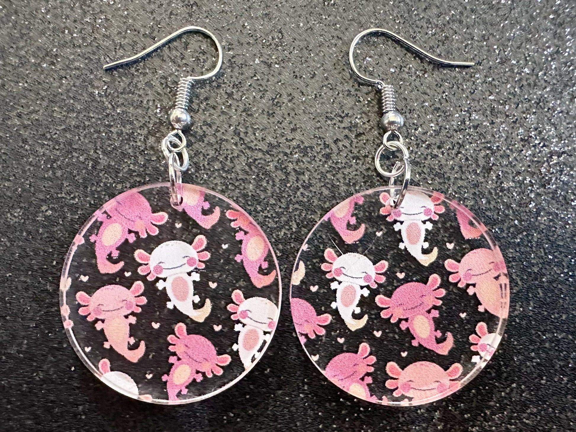Cute Pink Axolotl Earrings: Laser Cut Acrylic Axolotls, Aquarium, Fish, Pet, Marine Animals, Animal, Snorkel, Best Gifts for Her/Him/Them