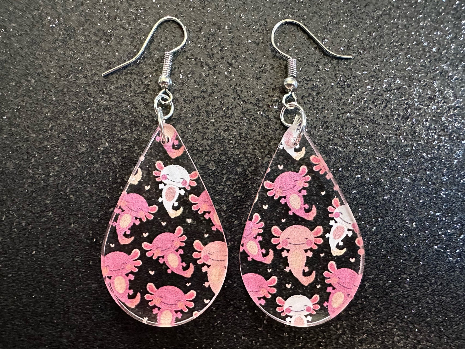 Cute Pink Axolotl Earrings: Laser Cut Acrylic Axolotls, Aquarium, Fish, Pet, Marine Animals, Animal, Snorkel, Best Gifts for Her/Him/Them