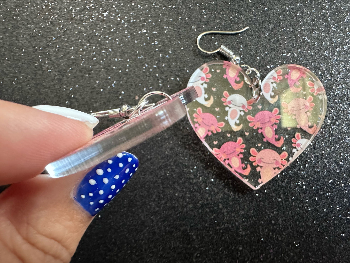 Cute Pink Axolotl Earrings: Laser Cut Acrylic Axolotls, Aquarium, Fish, Pet, Marine Animals, Animal, Snorkel, Best Gifts for Her/Him/Them