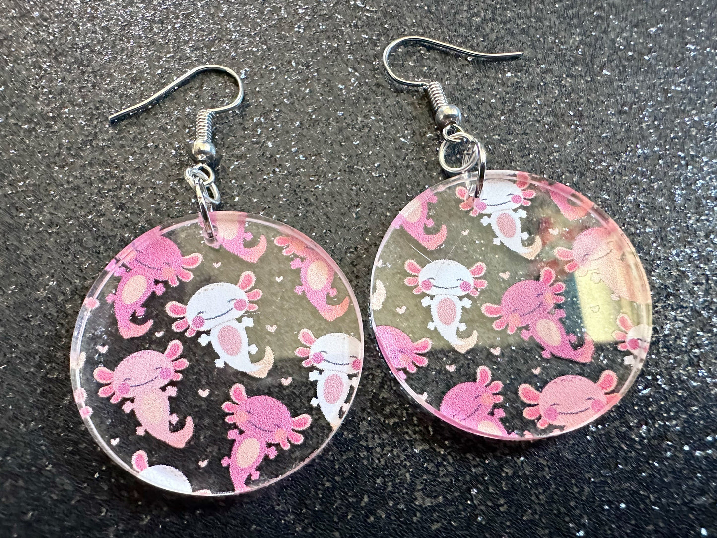 Cute Pink Axolotl Earrings: Laser Cut Acrylic Axolotls, Aquarium, Fish, Pet, Marine Animals, Animal, Snorkel, Best Gifts for Her/Him/Them