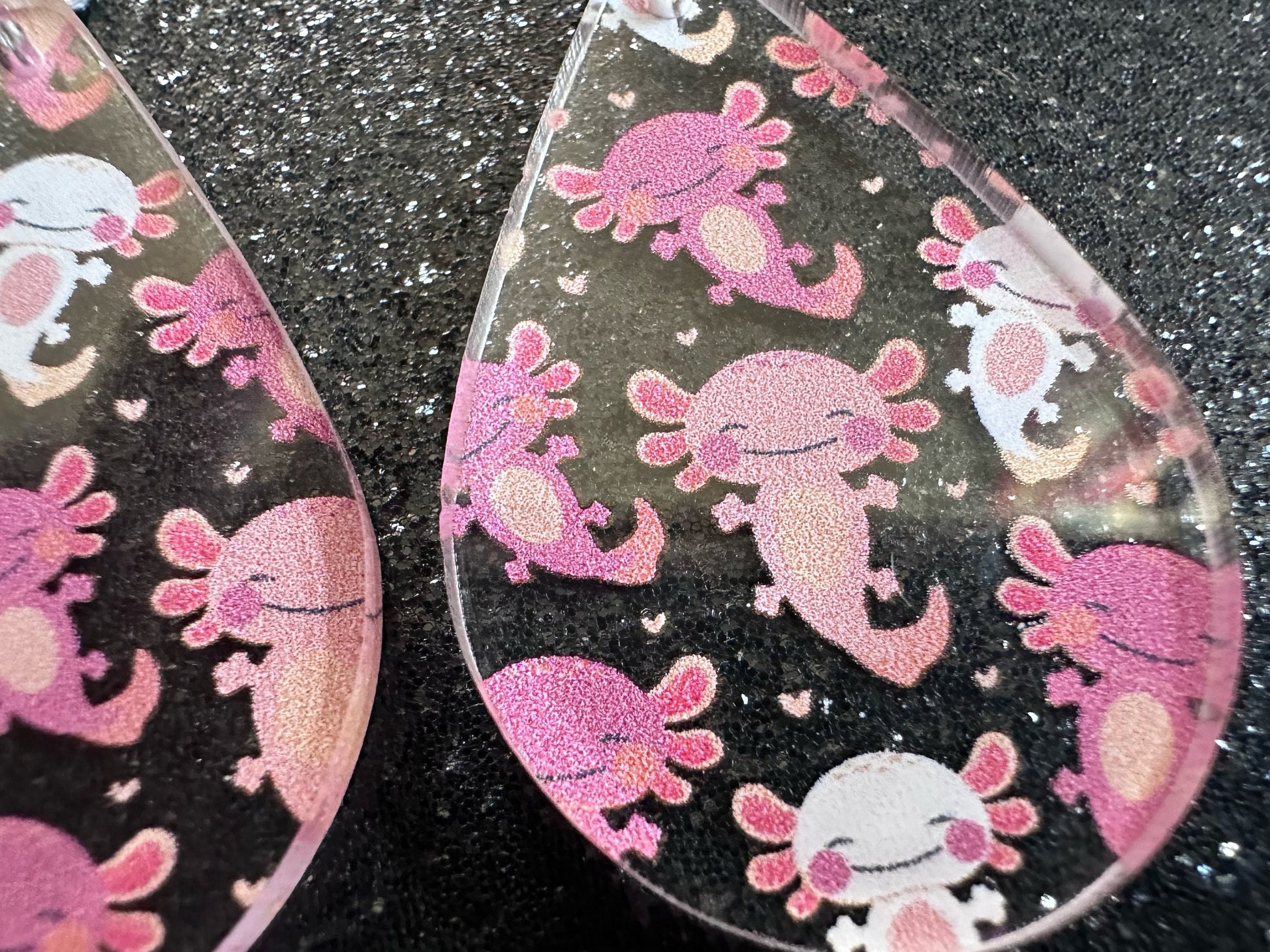 Cute Pink Axolotl Earrings: Laser Cut Acrylic Axolotls, Aquarium, Fish, Pet, Marine Animals, Animal, Snorkel, Best Gifts for Her/Him/Them