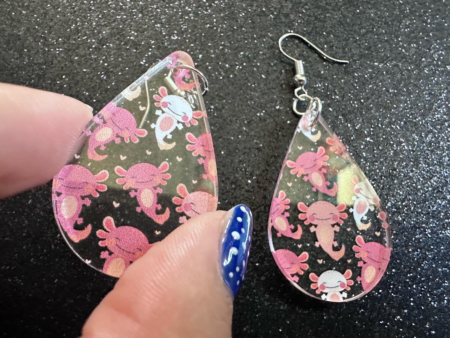 Cute Pink Axolotl Earrings: Laser Cut Acrylic Axolotls, Aquarium, Fish, Pet, Marine Animals, Animal, Snorkel, Best Gifts for Her/Him/Them