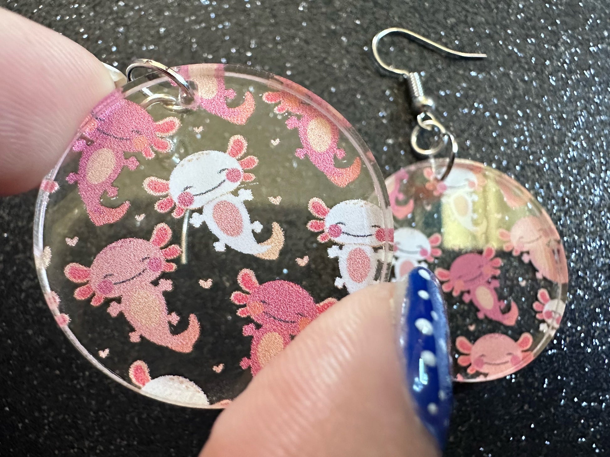Cute Pink Axolotl Earrings: Laser Cut Acrylic Axolotls, Aquarium, Fish, Pet, Marine Animals, Animal, Snorkel, Best Gifts for Her/Him/Them