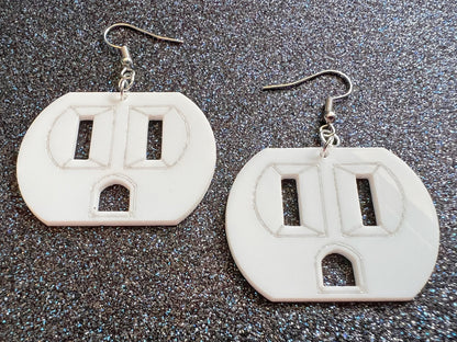 Cute Socket Earrings: Laser Cut Acrylic Sockets, Electricity, Electrical, Appliances, Best Gifts for Her/Him/Them