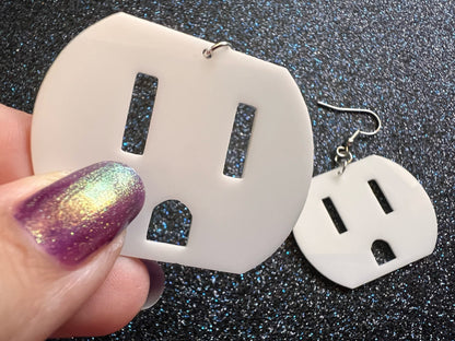 Cute Socket Earrings: Laser Cut Acrylic Sockets, Electricity, Electrical, Appliances, Best Gifts for Her/Him/Them