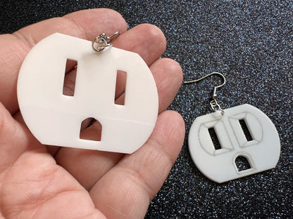 Cute Socket Earrings: Laser Cut Acrylic Sockets, Electricity, Electrical, Appliances, Best Gifts for Her/Him/Them