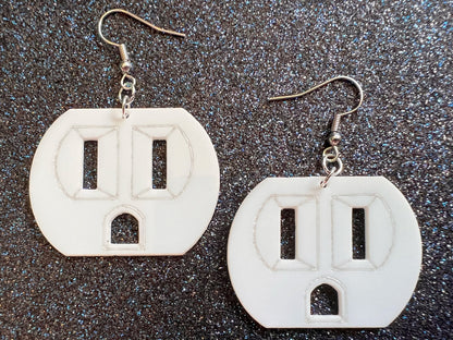 Cute Socket Earrings: Laser Cut Acrylic Sockets, Electricity, Electrical, Appliances, Best Gifts for Her/Him/Them