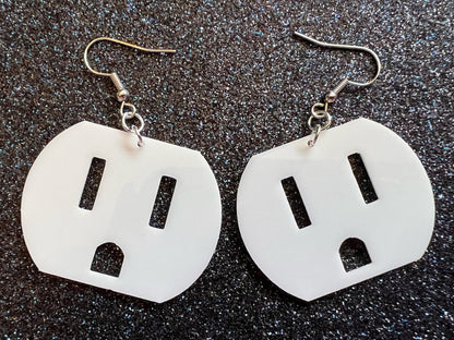 Cute Socket Earrings: Laser Cut Acrylic Sockets, Electricity, Electrical, Appliances, Best Gifts for Her/Him/Them
