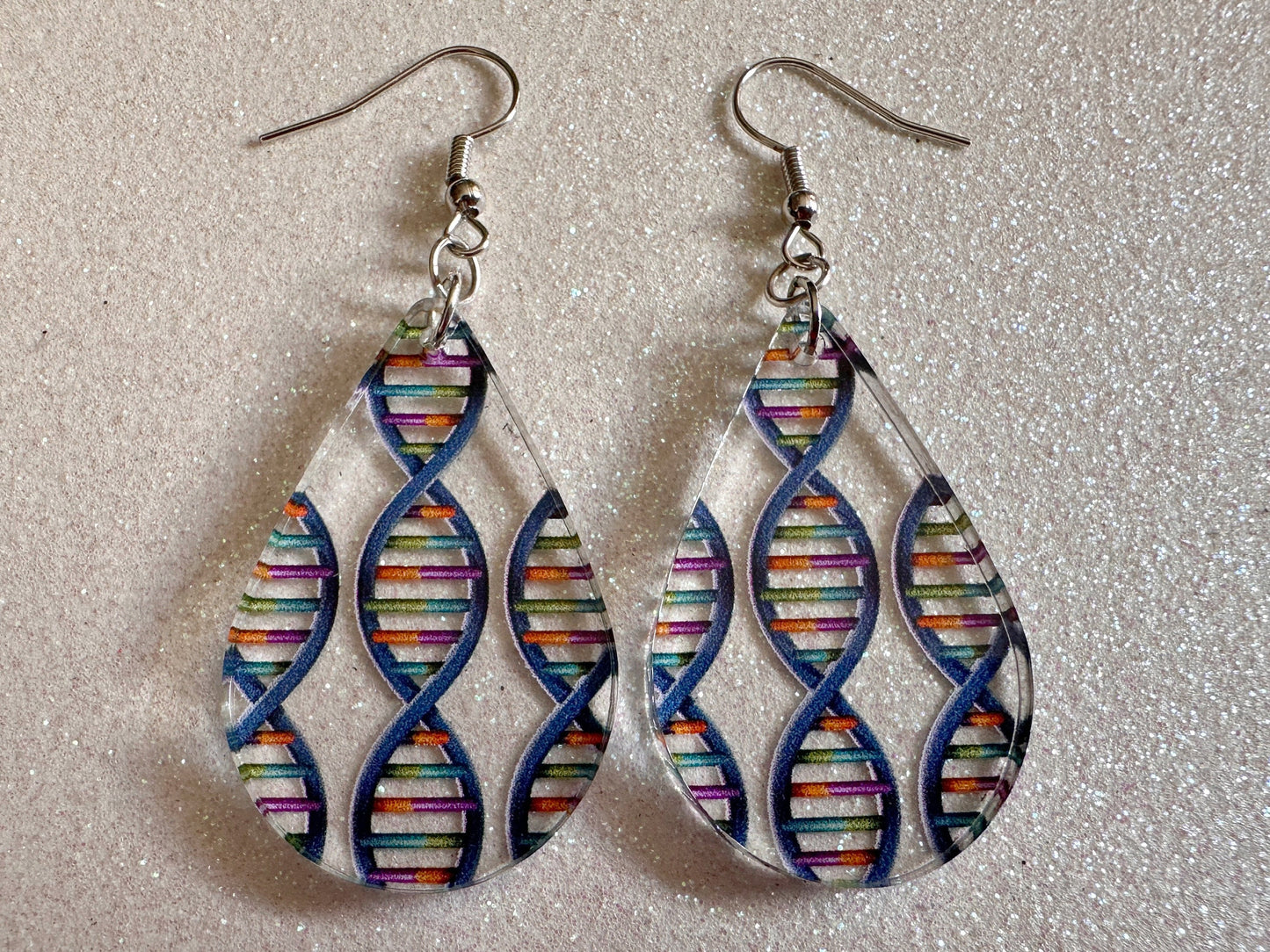 DNA Strand Earrings: Laser Cut Acrylic Science Earrings, Genes, Scientist, Biology, Biologist, Genome, Doctor, Best Gifts for Her/Him/Them