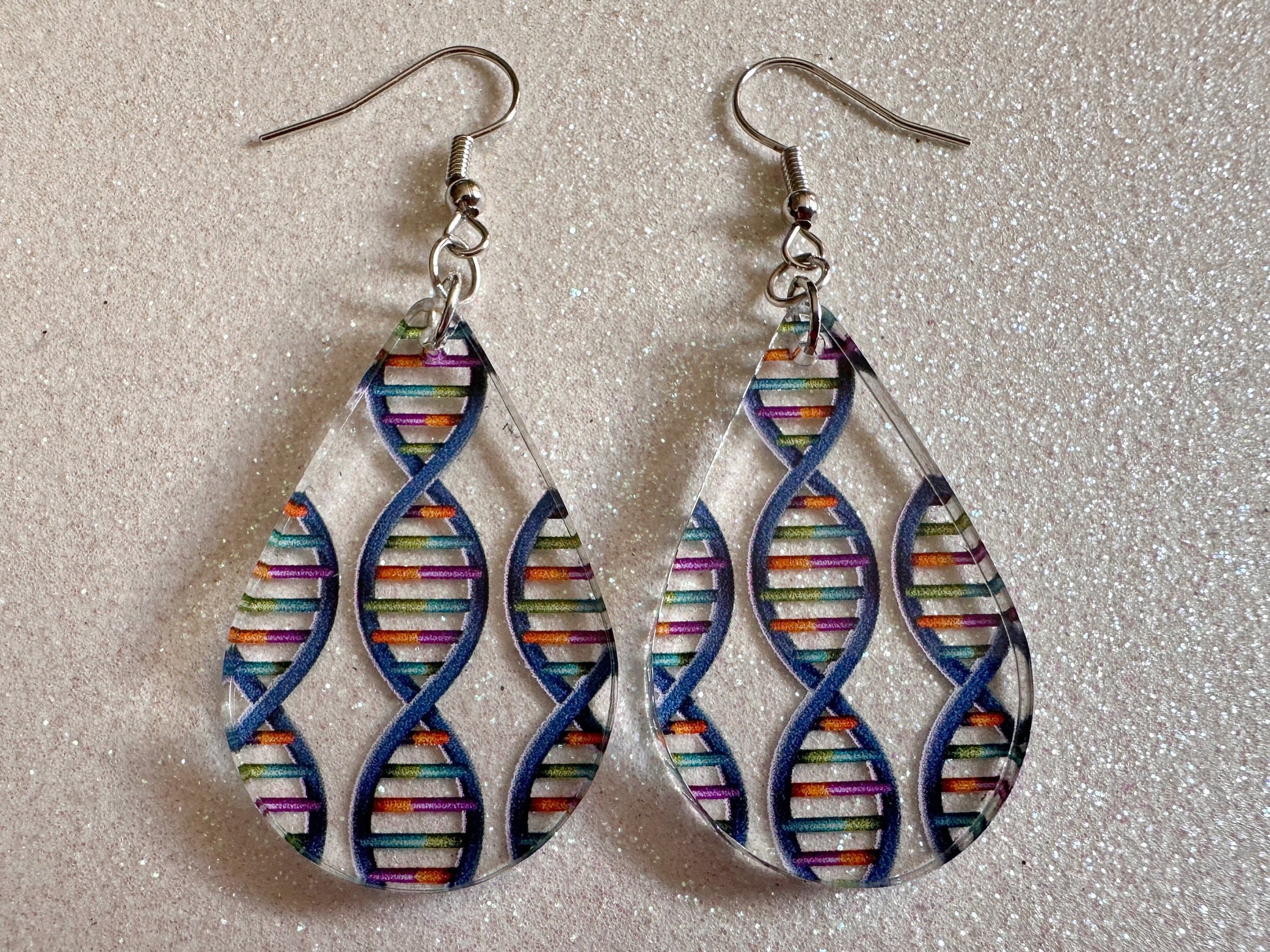 DNA Strand Earrings: Laser Cut Acrylic Science Earrings, Genes, Scientist, Biology, Biologist, Genome, Doctor, Best Gifts for Her/Him/Them