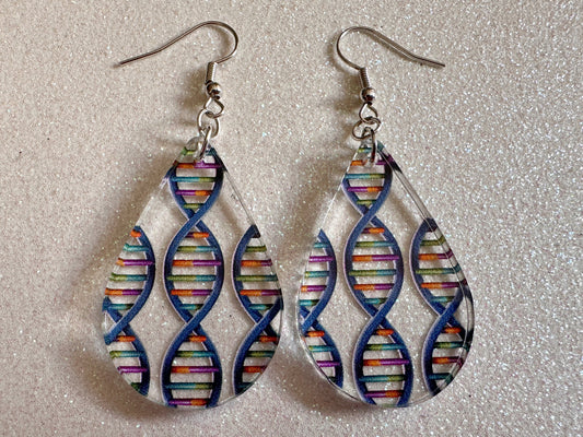 DNA Strand Earrings: Laser Cut Acrylic Science Earrings, Genes, Scientist, Biology, Biologist, Genome, Doctor, Best Gifts for Her/Him/Them