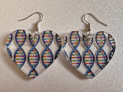 DNA Strand Earrings: Laser Cut Acrylic Science Earrings, Genes, Scientist, Biology, Biologist, Genome, Doctor, Best Gifts for Her/Him/Them