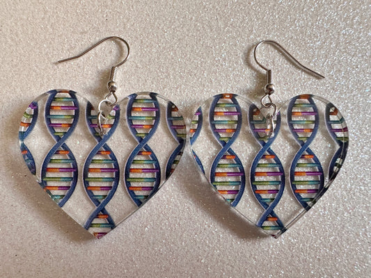 DNA Strand Earrings: Laser Cut Acrylic Science Earrings, Genes, Scientist, Biology, Biologist, Genome, Doctor, Best Gifts for Her/Him/Them