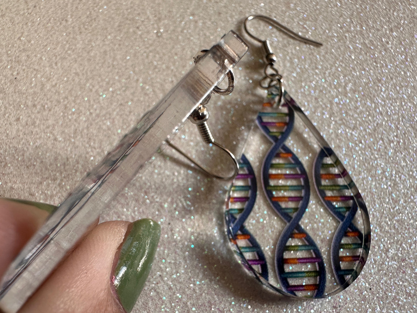DNA Strand Earrings: Laser Cut Acrylic Science Earrings, Genes, Scientist, Biology, Biologist, Genome, Doctor, Best Gifts for Her/Him/Them