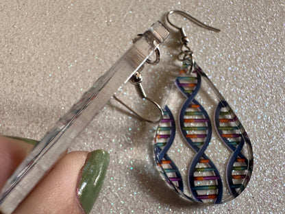 DNA Strand Earrings: Laser Cut Acrylic Science Earrings, Genes, Scientist, Biology, Biologist, Genome, Doctor, Best Gifts for Her/Him/Them
