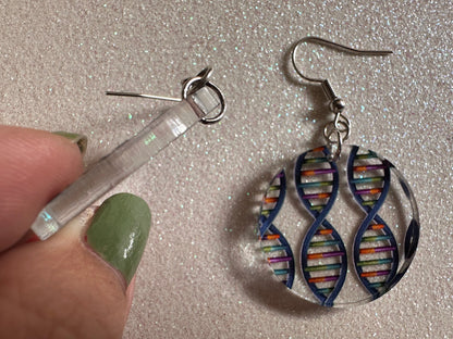 DNA Strand Earrings: Laser Cut Acrylic Science Earrings, Genes, Scientist, Biology, Biologist, Genome, Doctor, Best Gifts for Her/Him/Them