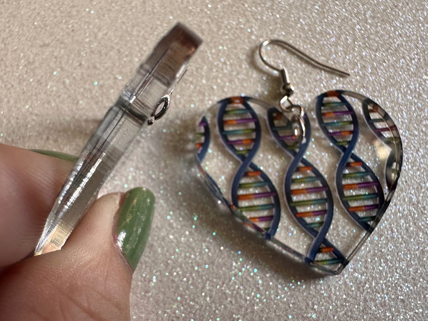 DNA Strand Earrings: Laser Cut Acrylic Science Earrings, Genes, Scientist, Biology, Biologist, Genome, Doctor, Best Gifts for Her/Him/Them