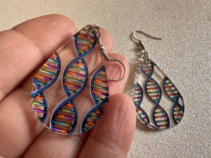 DNA Strand Earrings: Laser Cut Acrylic Science Earrings, Genes, Scientist, Biology, Biologist, Genome, Doctor, Best Gifts for Her/Him/Them