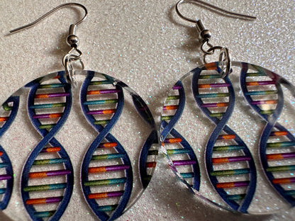 DNA Strand Earrings: Laser Cut Acrylic Science Earrings, Genes, Scientist, Biology, Biologist, Genome, Doctor, Best Gifts for Her/Him/Them