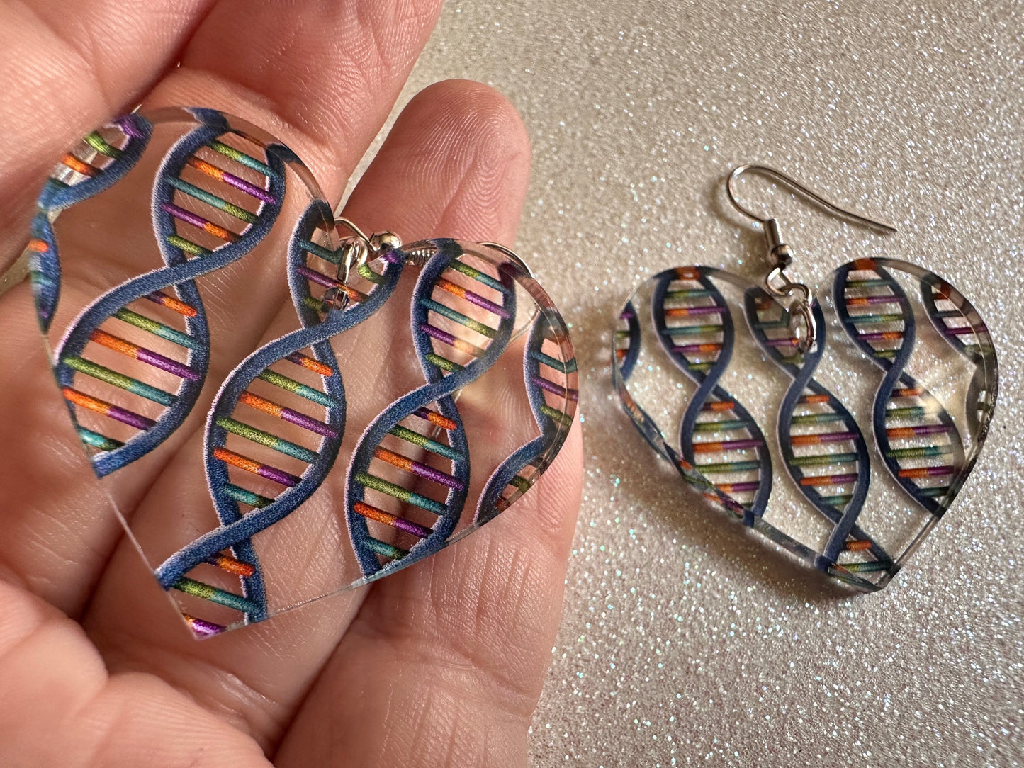 DNA Strand Earrings: Laser Cut Acrylic Science Earrings, Genes, Scientist, Biology, Biologist, Genome, Doctor, Best Gifts for Her/Him/Them