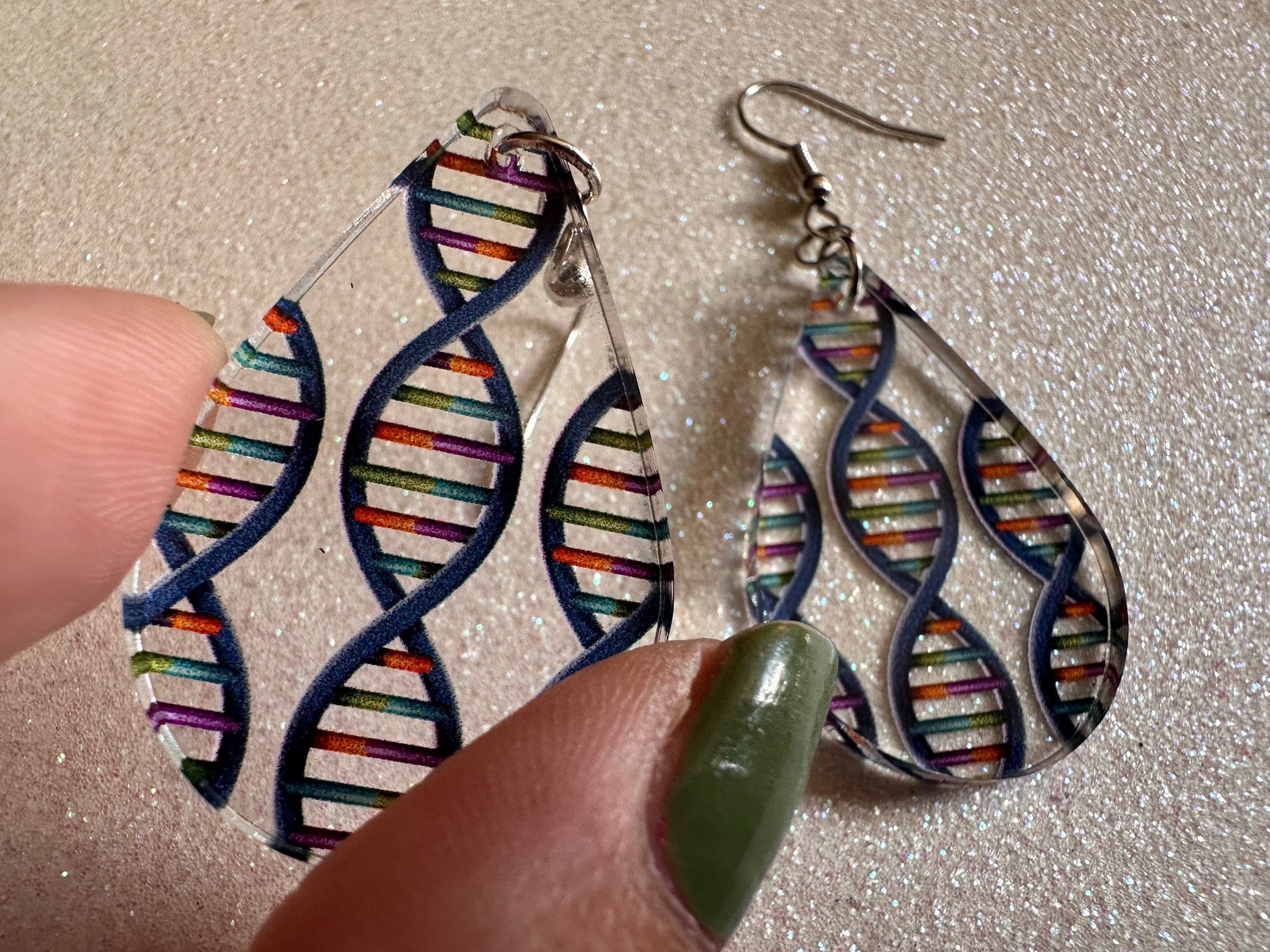 DNA Strand Earrings: Laser Cut Acrylic Science Earrings, Genes, Scientist, Biology, Biologist, Genome, Doctor, Best Gifts for Her/Him/Them