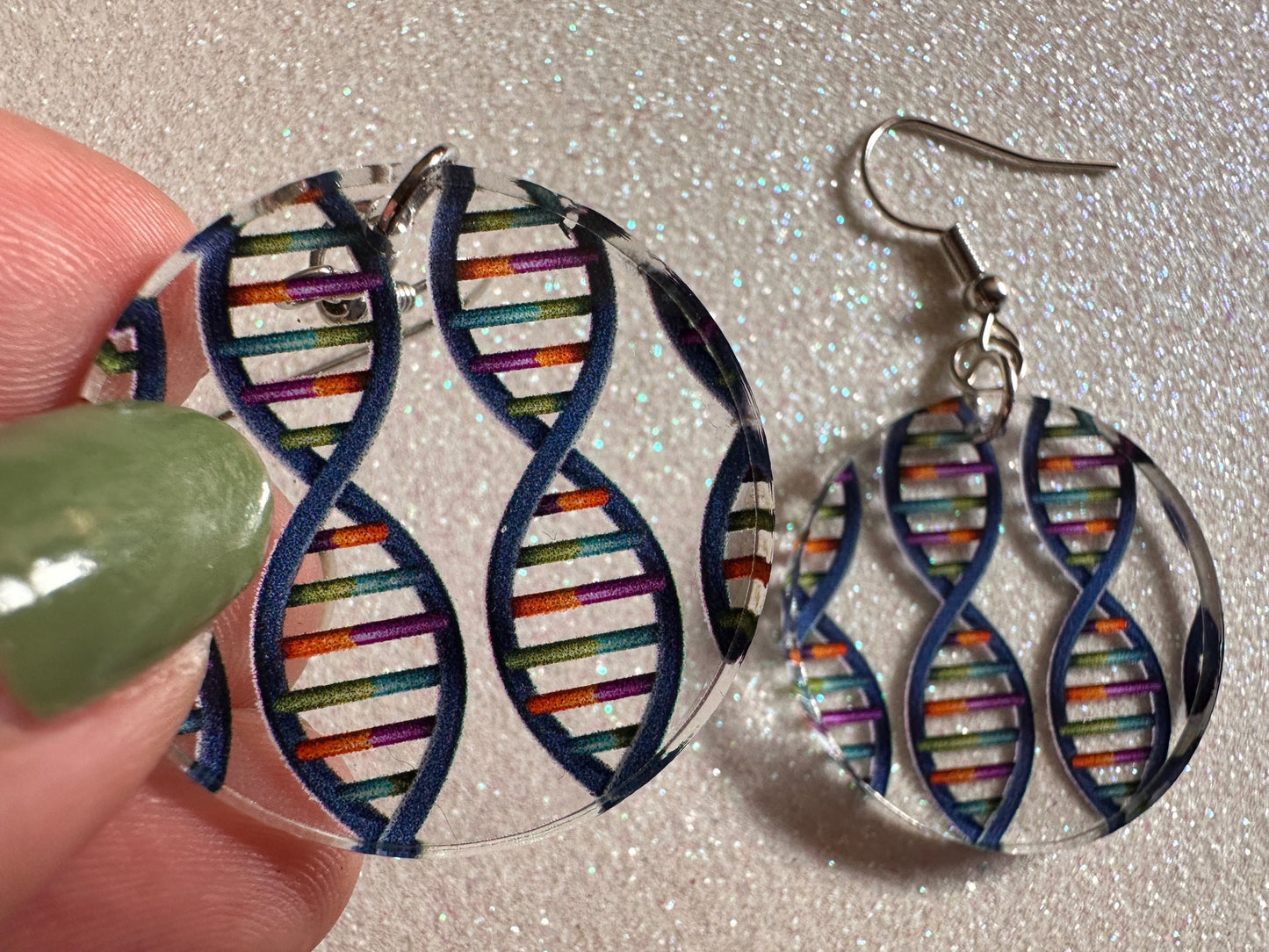 DNA Strand Earrings: Laser Cut Acrylic Science Earrings, Genes, Scientist, Biology, Biologist, Genome, Doctor, Best Gifts for Her/Him/Them