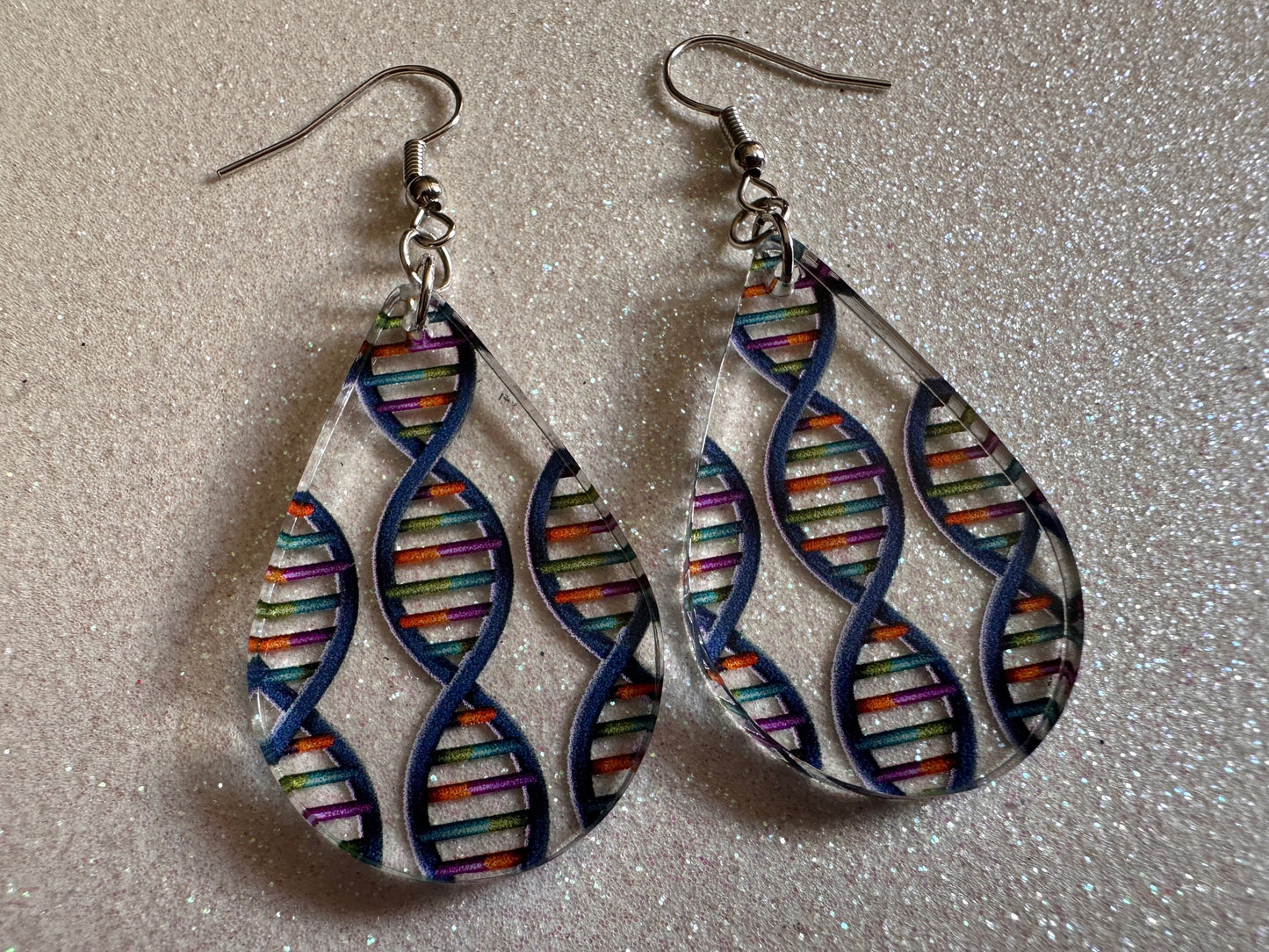 DNA Strand Earrings: Laser Cut Acrylic Science Earrings, Genes, Scientist, Biology, Biologist, Genome, Doctor, Best Gifts for Her/Him/Them